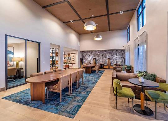 Coworking lounge at Cala Apartments in Austin TX