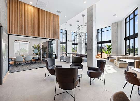 Co working lounge at East Bend Apartments in Houston TX