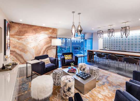 Co Working Lounge Seating and High Table at North at Totem Lake Apartments in Kirkland WA