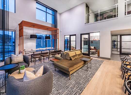 Coworking lounge at Luca Apartments in Austin TX