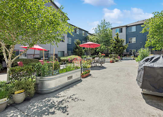 Courtyard seating area at Alderwood Court in Lynnwood WA