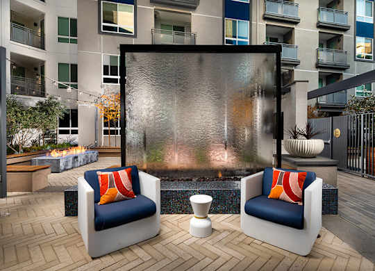 Courtyard Recess Water Feature at Chroma Apartment Homes in Canoga Park CA