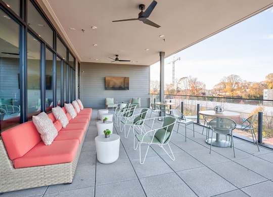 Covered Patio Seating at Verge Apartments in Atlanta GA