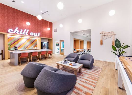 Coworking Lounge Game Area at Embark Apartments in Fremont CA