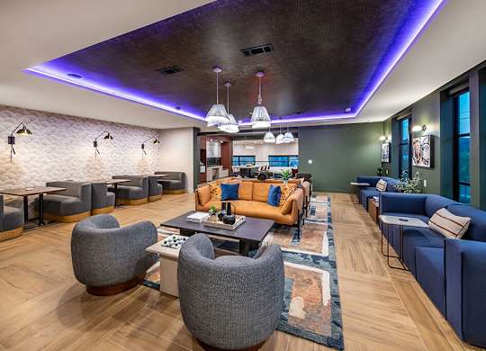 Coworking Main Lounge at Heights at 1520 Apartments in Houston TX