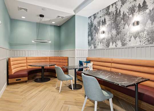 Coworking tables at Jayden Apartments in Peabody MA