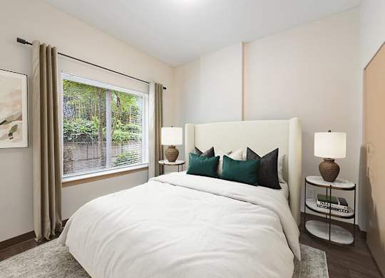 Digitally Staged Bedroom at Cedar Park Apartments in Seattle WA
