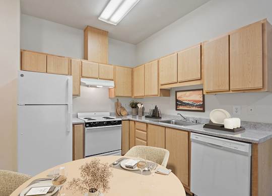 Digitally Staged Kitchen at Cedar Park Apartments in Seattle WA