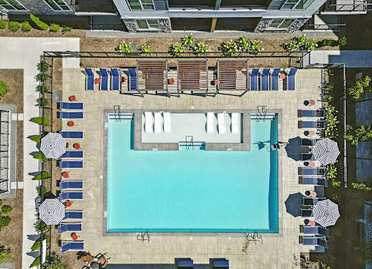 Birds eye view of pool at Station 316 Woburn MA