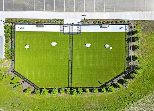 Birds eye view of dog park at Station 316 Woburn MA
