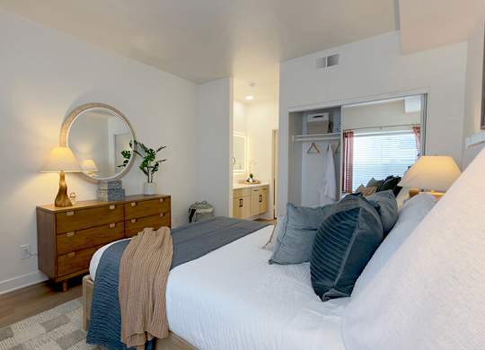 Model bedroom at The Resort at Encinitas Apartments in Encinitas CA