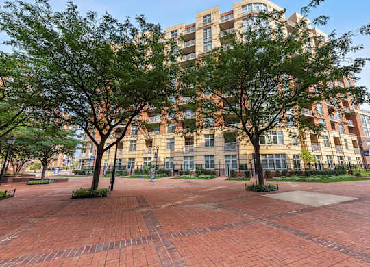 Exterior view of Bradley Braddock Road Station Apartments in Alexandria VA