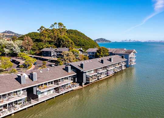 Aerial view of apartments at The Cove at Tiburon Apartments in Tiburon CA
