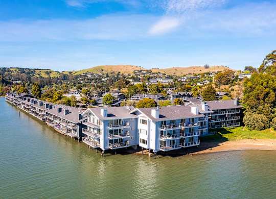 Exterior aerial buildings at The Cove at Tiburon Apartments in Tiburon CA