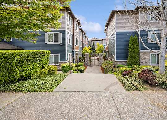 Gated entry exterior at Ballinger Court Senior Apartments in Edmonds WA