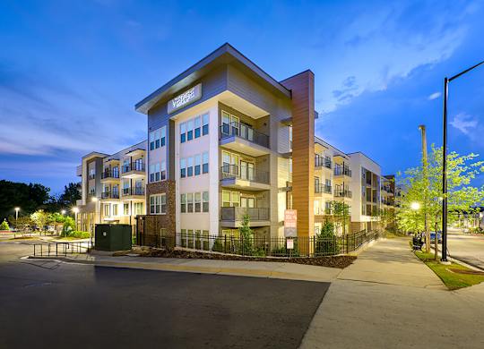 Exterior at Dusk at Verge Apartments in Atlanta GA