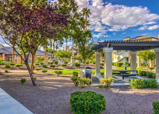 Outdoor grilling area at Kaleidocope Apartment Homes in Las Vegas NV