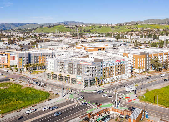 Exterior Building and Hills at Embark Apartments in Fremont CA