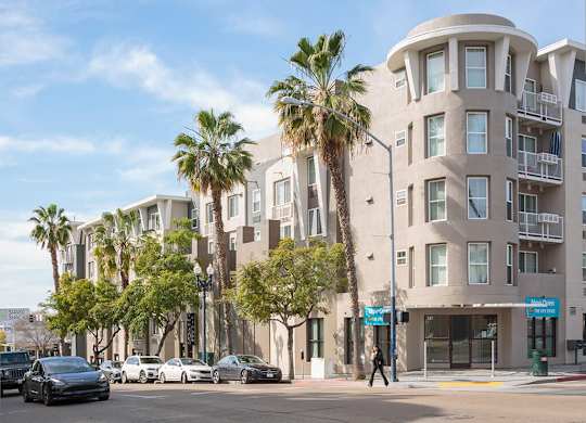 Exterior Building Corner at il Palazzo Apartments in San Diego CA