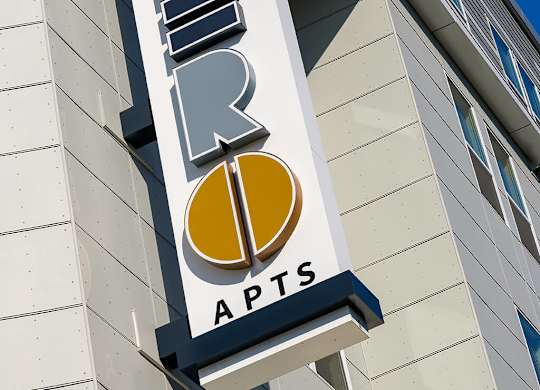 Exterior Building Signage at Vero Apartments in Chelsea MA