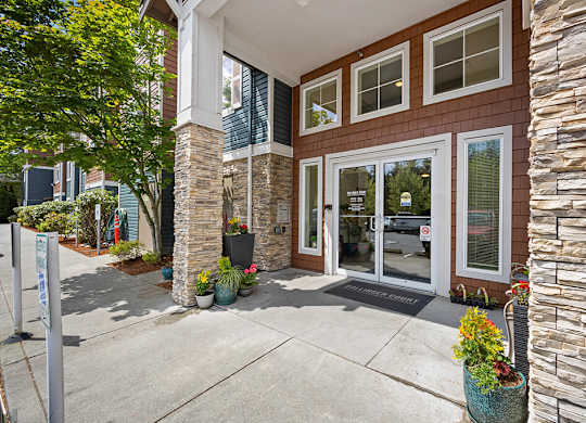 Exterior Entrance at Ballinger Court Senior Apartments in Edmonds WA