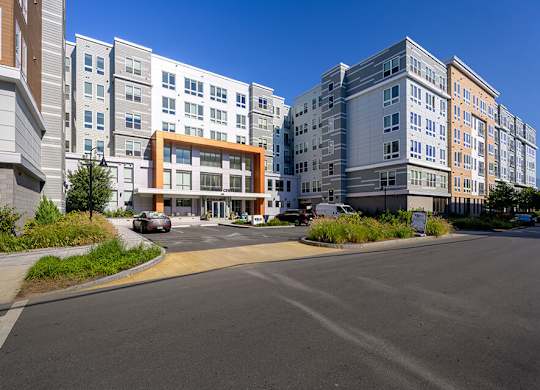 Exterior Leasing Center at Vero Apartments in Chelsea MA