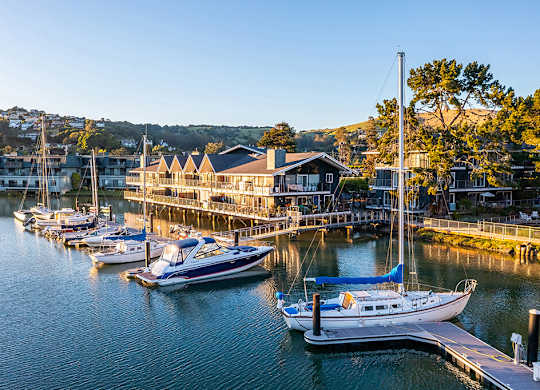 Marina and boats at The Cove at Tiburon Apartments in Tiburon CA