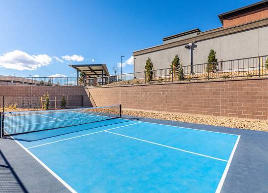 Outdoor pickleball court at Olivean Apartments in Broomfield CO