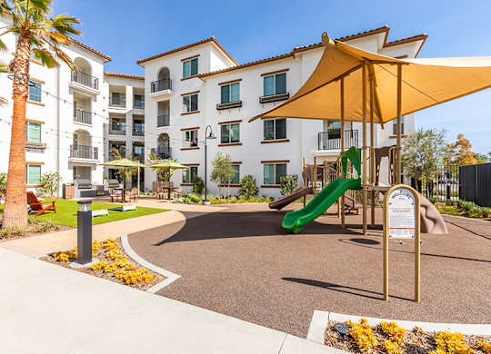 Exterior The Backyard Courtyard Playground at West Village Poway Apartments in Poway CA
