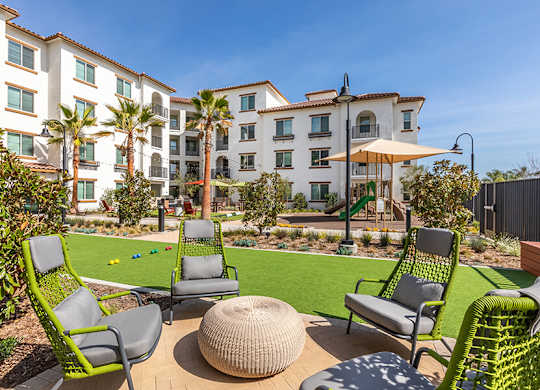 Exterior The Backyard Courtyard Seating Area at West Village Poway Apartments in Poway CA