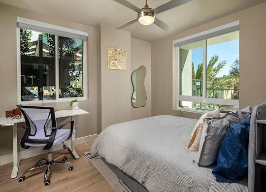 Primary bedroom at Rivair Apartment Homes in San Diego CA