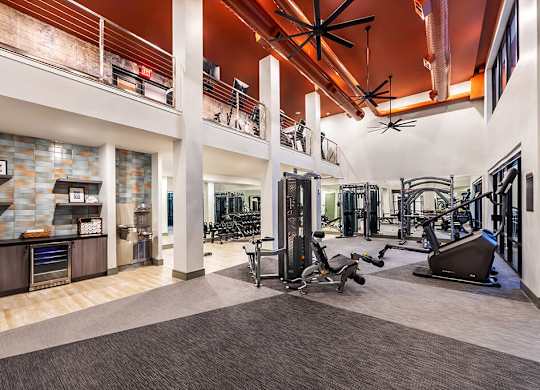 Fitness center equipment at Luca Apartments in Austin TX