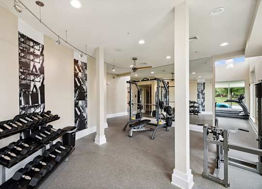 Fitness center weights at Westerchester at the Pavillions in Waldorf MD