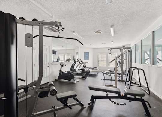 Fitness center at Forest Creek Apartments in Houston TX