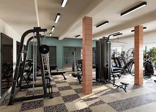 Fitness center at Hawkley Apartments in Milford MA