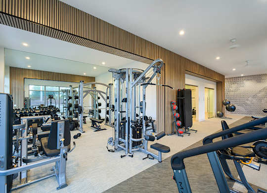 Fitness center at at Treo Apartments in Fort Lauderdale FL