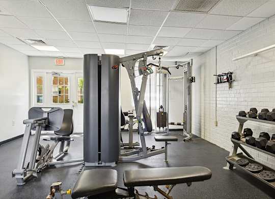 Fitness center weights at Villages at Marley Station in Glen Burnie MD