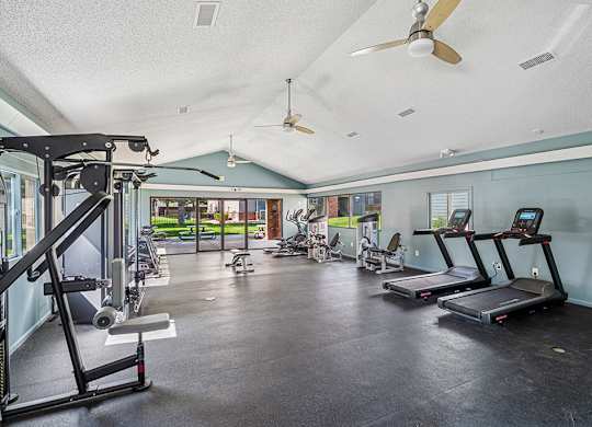 Fitness center cardio at Rock Peak on Sunset Apartments in Longmont CO