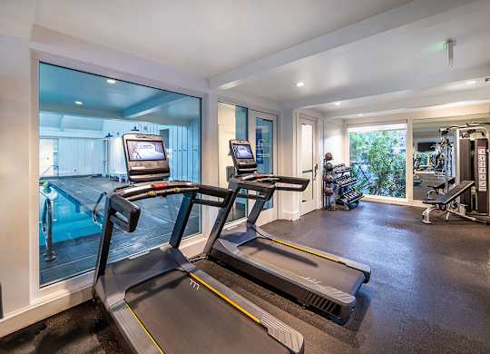 Fitness center at The Cove at Tiburon Apartments in Tiburon CA