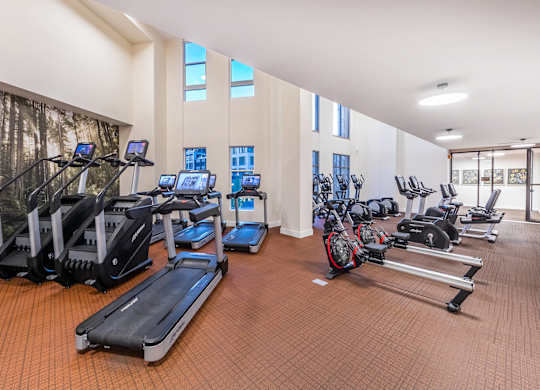 Fitness Center Cardio Equipment Corner at Aspect at Totem Lake Apartments in Kirkland WA