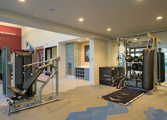 Fitness Center Equipment at V2 Apartments in Chelsea MA