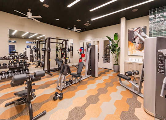 Fitness Center Free Weights at The Seaton Apartments in San Diego CA