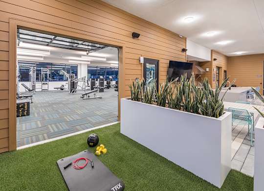 Fitness Center Outdoor Area at Embark Apartments in Fremont CA
