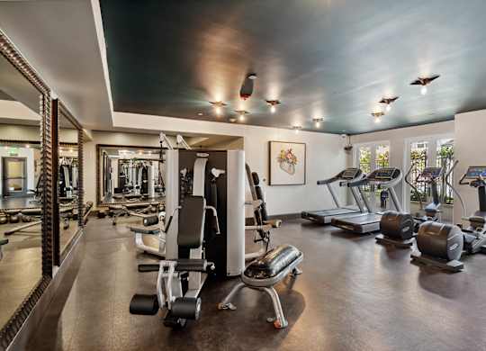 Fitness Center Training Vault at Cardio Equipment at Candara at Hancock Park Apartments in Los Angeles CA