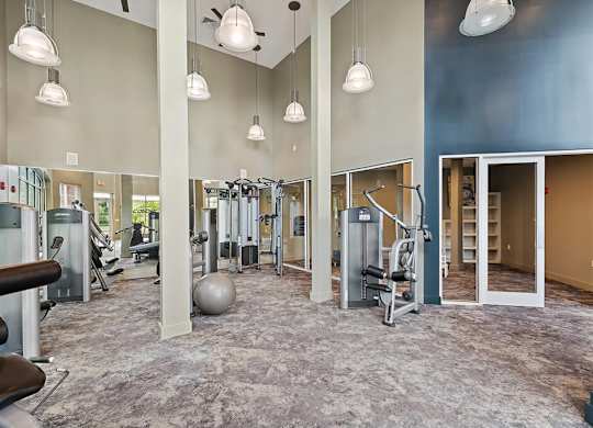 Fitness center high ceilings at Westerchester at the Pavillions in Waldorf MD
