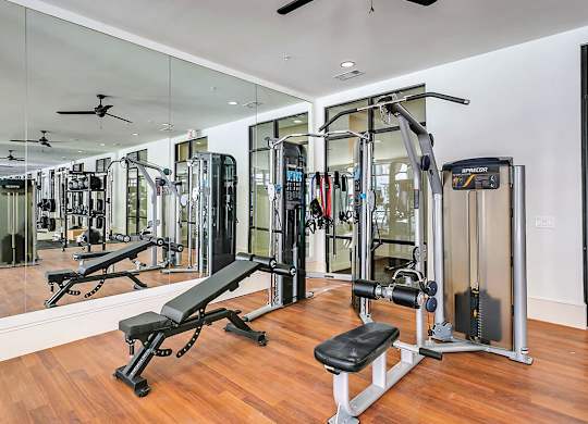 Fitness Center Weight Machines at The Huntington Apartments in Plano TX