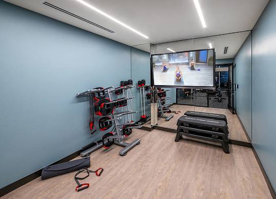 Fitness studio at The Wylden Apartments in Los Angeles CA