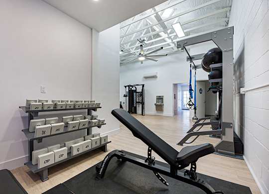 Fitness Center Free Weights at The Resort at Encinitas Apartments in Encinitas CA