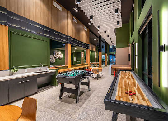 Game lounge shuffle board at The Brynn in Kirkland WA
