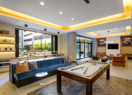 Game room and social lounge at 333 Ellington Apartments in Gaithersburg MD